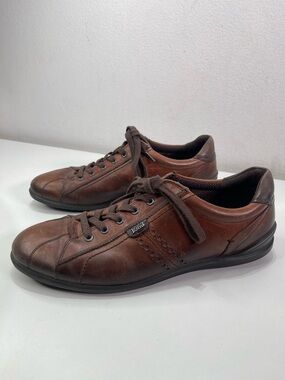 ECCO Men's Chander Brown Leather Sneakers Lace Shoes  44 US 10 Casual Comfort